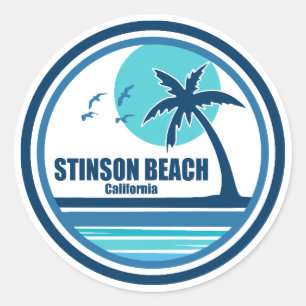 Stinson Beach Kalifornien Palmträd Fåglar Runt Klistermärke