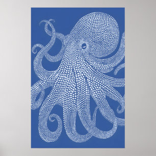 Stipple Art Bläckfisktryck Maximalist Dot Matrix Poster