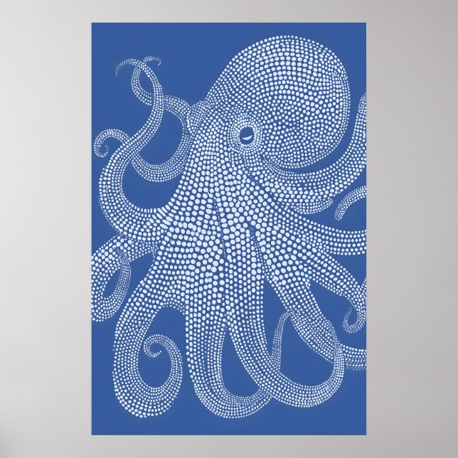Stipple Art Bläckfisktryck Maximalist Dot Matrix Poster (Framsidan)