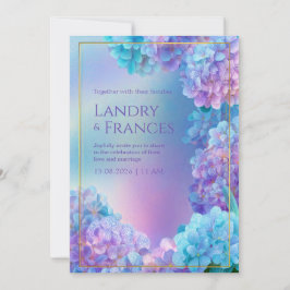 Stippled Lavender Hydrangea Watercolor Gold Frame Inbjudningar