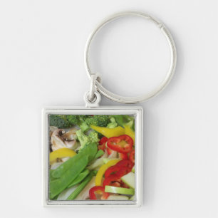 Stir Fry Fyrkantig Silverfärgad Nyckelring