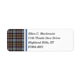 Stirling och Bannockburn Scotland District Tartan Returadress Etikett