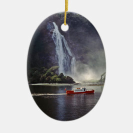 Stirlingfallen i Milford sound - Nya Zeeland Julgransprydnad Keramik