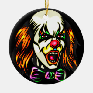 Stirrig ond clown julgransprydnad keramik