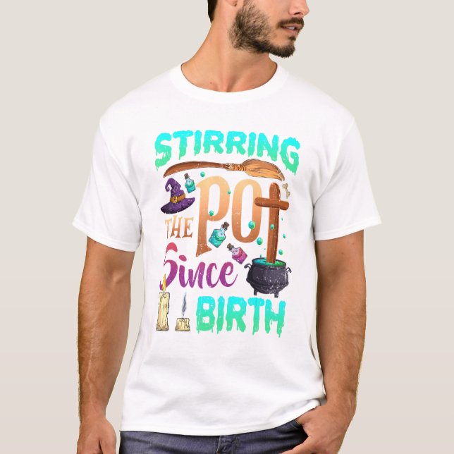 Stirring sedan fågeln Halloween Witch Spook T Shirt (Framsida)