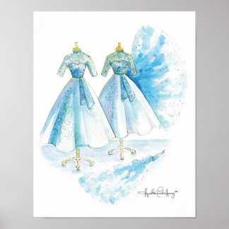 Stisters Blue Dress 11x14 av Heather Fransk Henry Poster