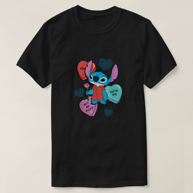 Stitch Funny Candy Hearts Valentine Day T Shirt (Design framsida)