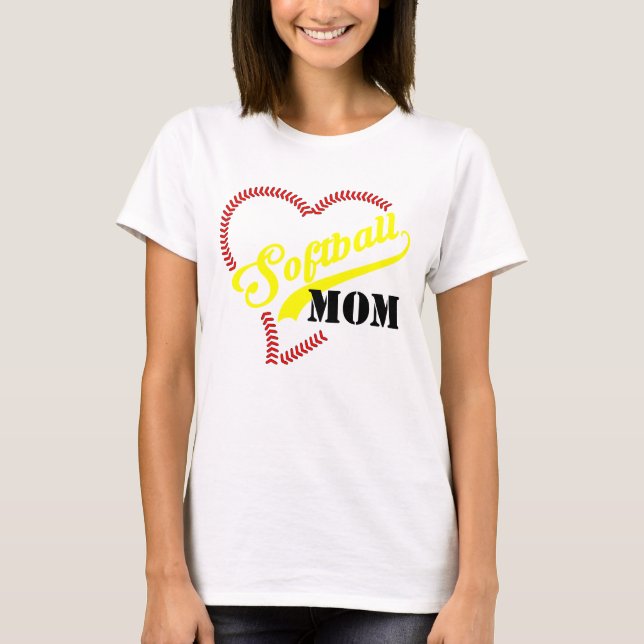 Stitch Heart Softball Mamma Personlig White TShir Tröja (Framsida)