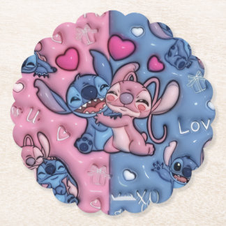 Stitch och Angel Romantic Hearts Pappunderlägg Underlägg Papper