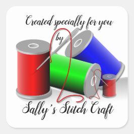 Stitch och Sew Fyrkantigt Klistermärke