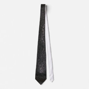 Stitched Black Leather-look Struktur-effect Tie Slips