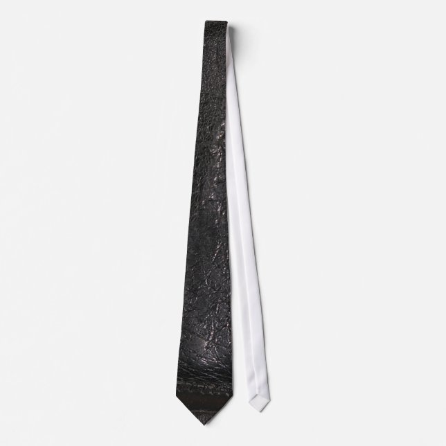 Stitched Black Leather-look Struktur-effect Tie Slips (Framsida)