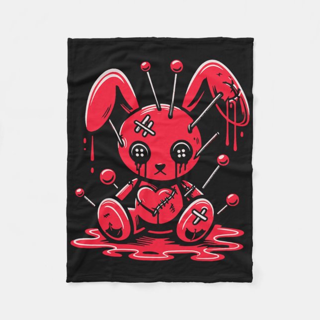 Stitched Bunny Rabbit Pastel Goth Anime Kawaii Har Fleecefilt (Framsidan)