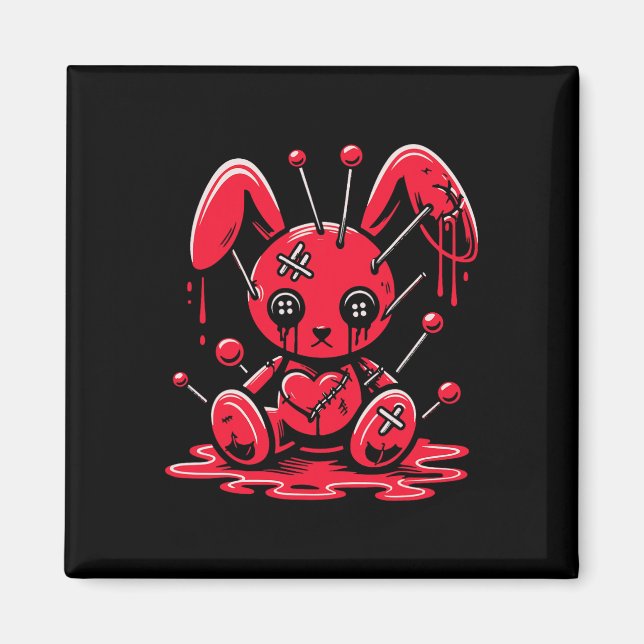 Stitched Bunny Rabbit Pastel Goth Anime Kawaii Har Magnet (Framsidan)