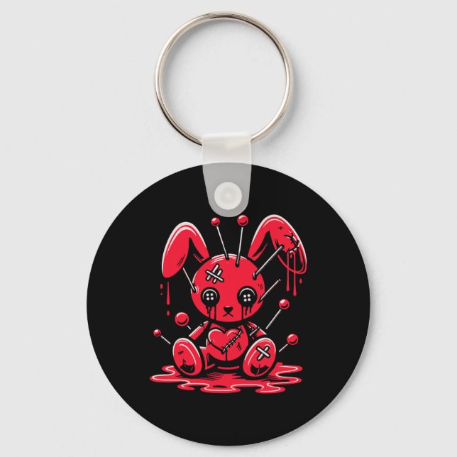 Stitched Bunny Rabbit Pastel Goth Anime Kawaii Har Nyckelring (Framsida)