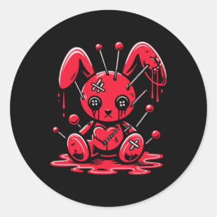 Stitched Bunny Rabbit Pastel Goth Anime Kawaii Har Runt Klistermärke