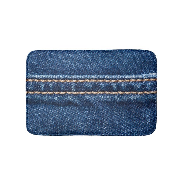 Stitched denim: Closeup jeans struktur. Badrumsmatta (Framsidan)