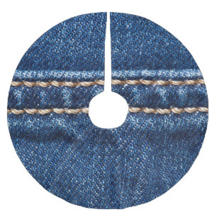 Stitched denim: Closeup jeans struktur. Julgransmatta Borstad Polyester