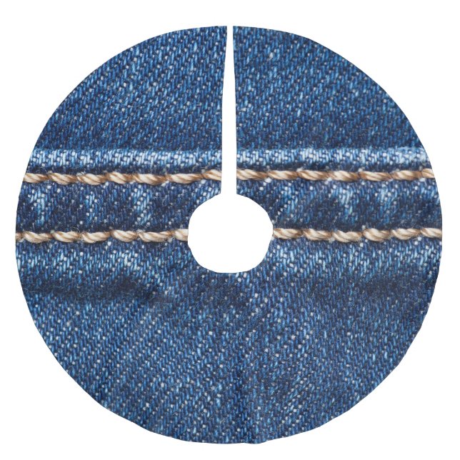 Stitched denim: Closeup jeans struktur. Julgransmatta Borstad Polyester (Framsidan)