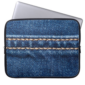 Stitched denim: Closeup jeans struktur. Laptop Fodral