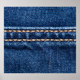 Stitched denim: Closeup jeans struktur. Poster