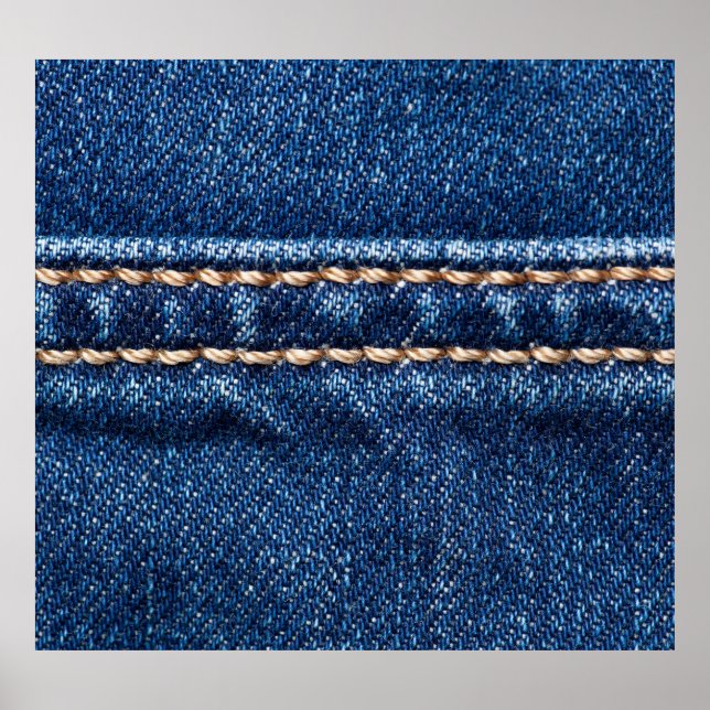 Stitched denim: Closeup jeans struktur. Poster (Framsidan)