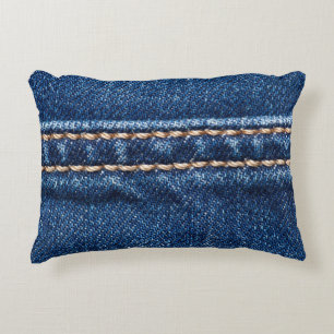 Stitched denim: Closeup jeans struktur. Prydnadskudde