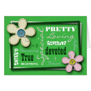 Stitched Flowers Grönt Kärlek & Avskrivningskort OBS Kort