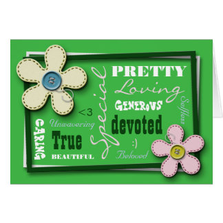 Stitched Flowers Grönt Kärlek & Avskrivningskort OBS Kort