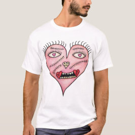 Stitched Heart Skull T Shirt