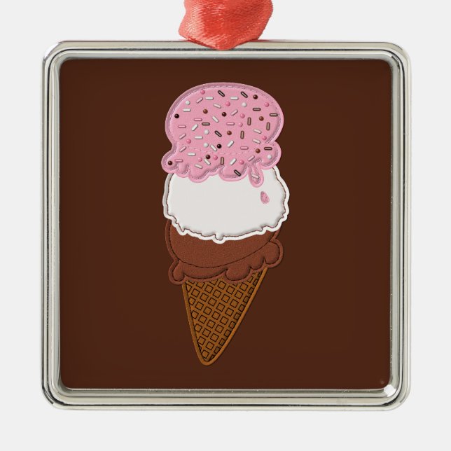 Stitched-Ice-Cream-Cones-2-Sq ORNAMENT (Framsidan)