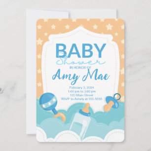 Stitched Kärlek Baby Shower-inbjudan Inbjudningar