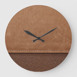 Stitched-läder: grått, svart bakgrund. stor klocka