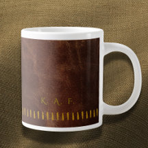 Stitched Leather Style Personalized Scholar Mug
