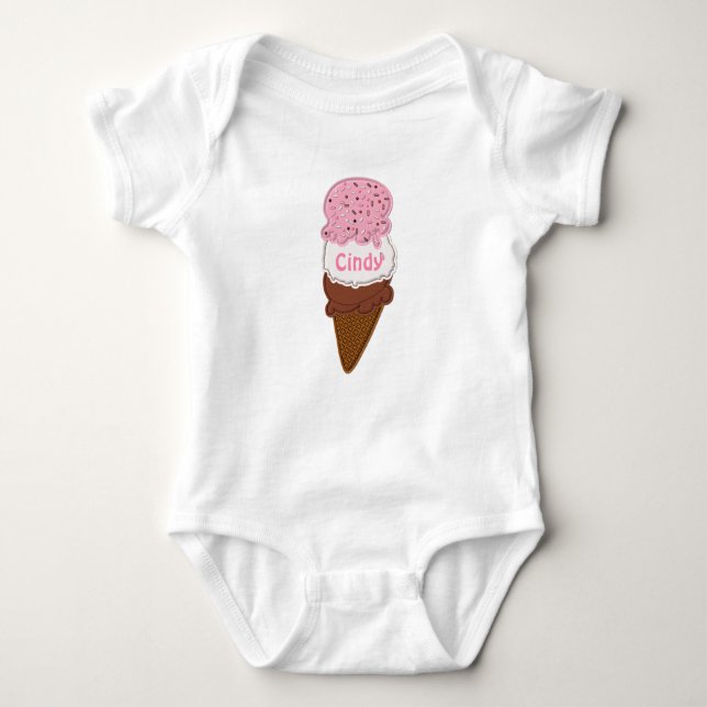 Stitched Neapolitan Ice Cream Cone 2-Baby Bodykost T-shirt (Framsida)
