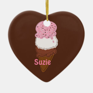 Stitched-Neapolitan-Ice-Cream-Cones-2-Hrt ORNIE Julgransprydnad Keramik