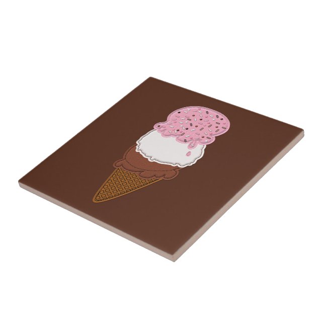 Stitched-Neapolitan-Ice-Cream-Cones-2-Sq TILE Kakelplatta (Sidan)