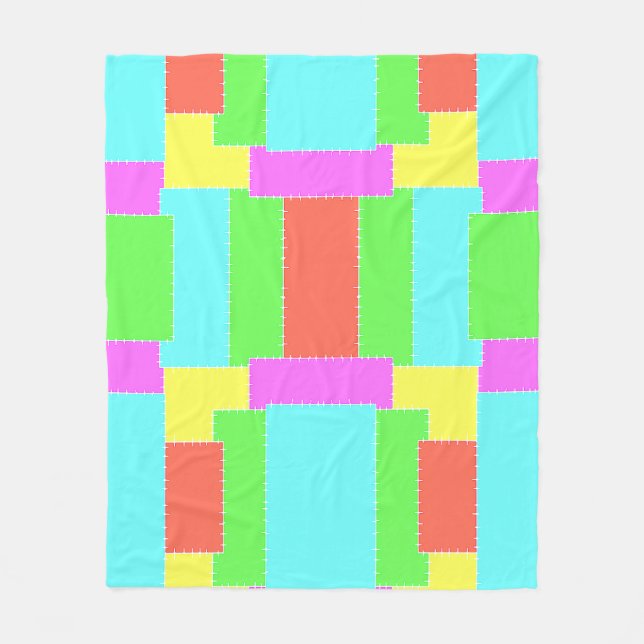 Stitched Quilt-utseende Fleecefilt (Framsidan)