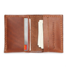 Stitched Walnut Brown Leather Slim Wallet 