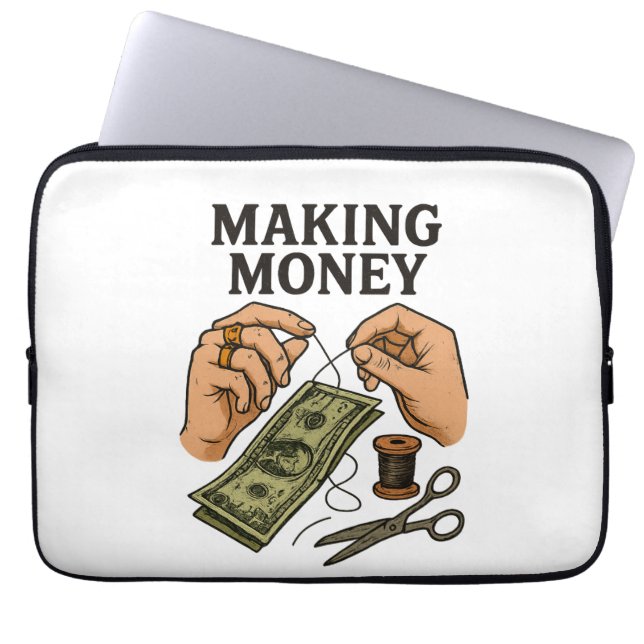 Stitching Money - Handmade Fortune Art Laptop Fodral (Framsidan)
