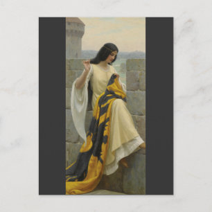 Stitching the Standard by Edmund Leighton, c. 1911 Vykort