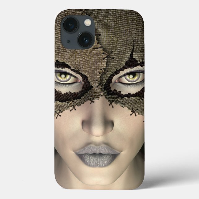 Stitlade burlap Sack maskerad kvinnlig Ansikte (Baksida)