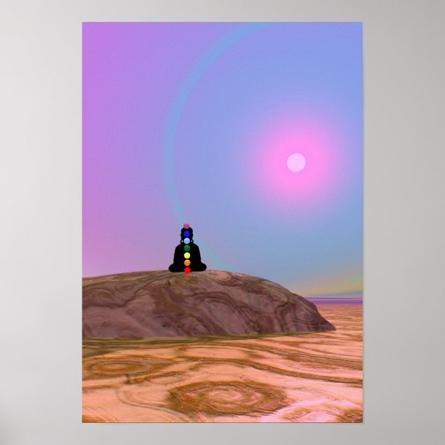 Stitting pose, yoga, yogi, chakras, chakra, aura poster (Framsidan)