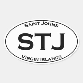 STJ - Saint Johns Virgin Islands Euro Stil Oval Ovalt Klistermärke