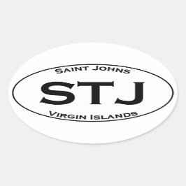 STJ - Saint Johns Virgin Islands Euro Stil Oval Ovalt Klistermärke