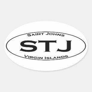 STJ - Sanktt Oval för Johns Virgin Islands Ovalt Klistermärke