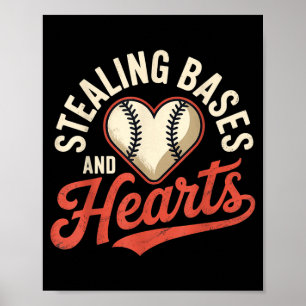 Stjäl Bases Och Hjärtan Baseball Puns Sport - _ Poster