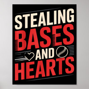 Stjäl Bases Och Hjärtan Baseball Puns Sport - Poster