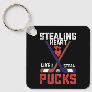 Stjäl hjärta som jag stjäl puckar Hockey Alla hjär Nyckelring