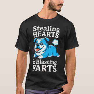 Stjäl hjärtan och sprutar fjärtar - Rolig Bulldog T Shirt